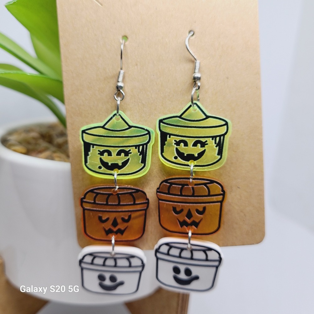 Halloween Candy Corn Witch Hat Dangle Earrings Spooky Fun Costume Jewelry
